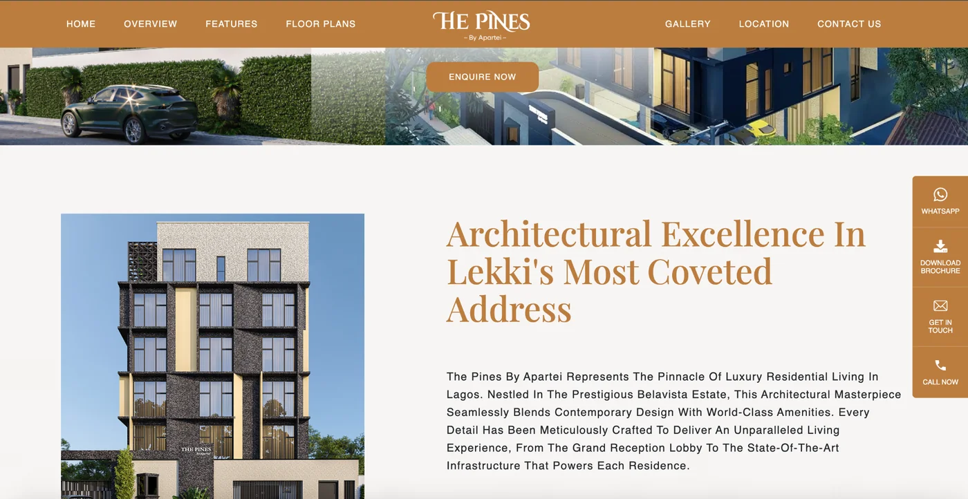 The Pines by Apartei website screenshot