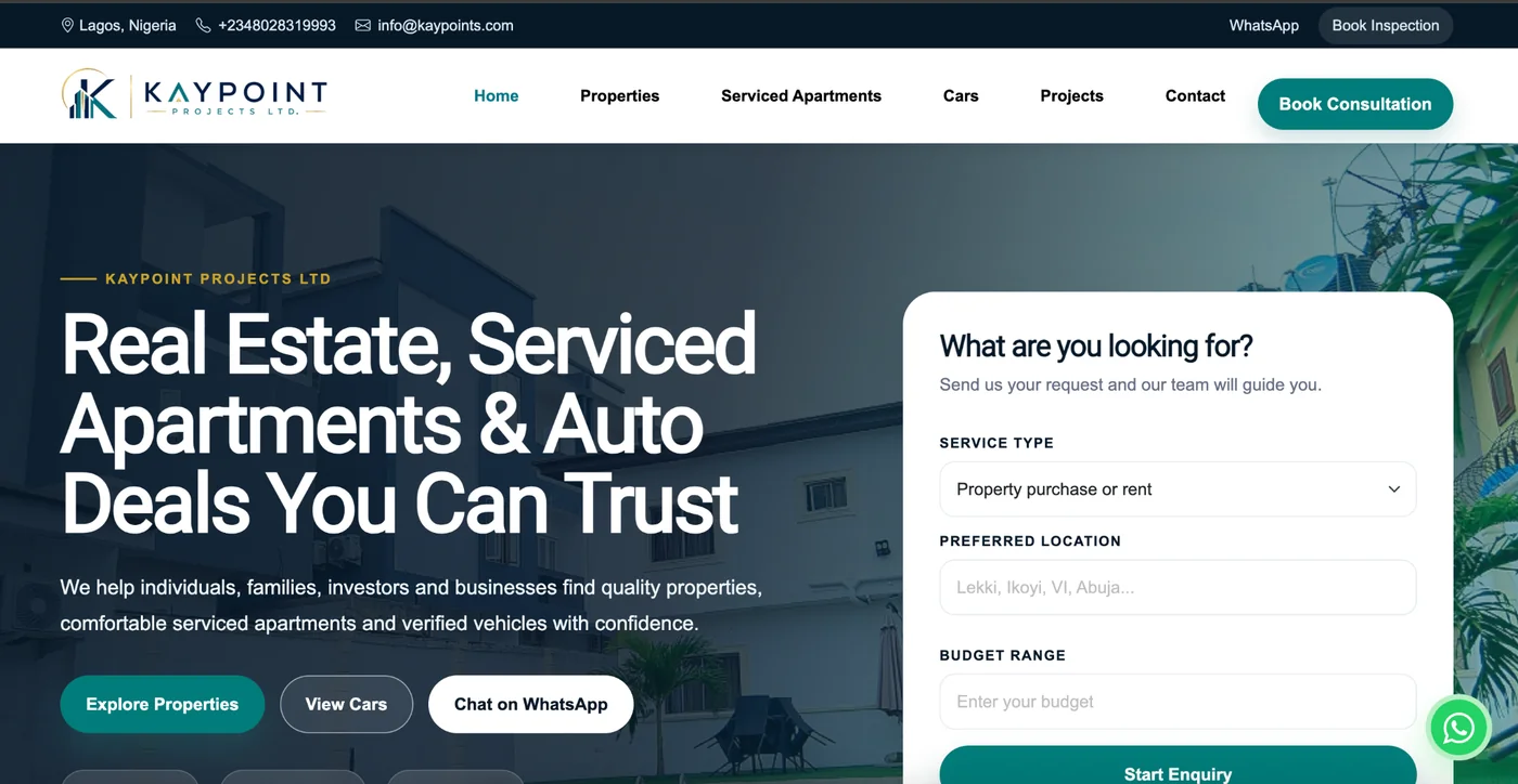 Kaypoint Projects Ltd website screenshot